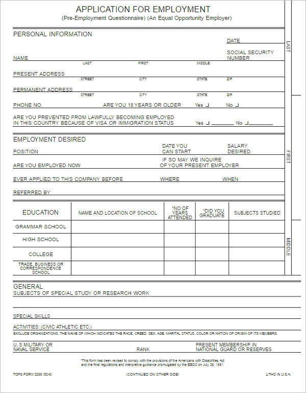 employment-application-template-document