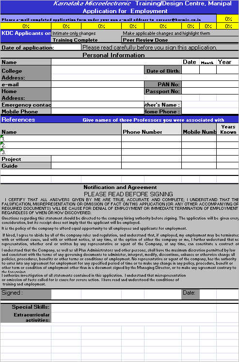 karnataka-microelectronic-employment-form-template
