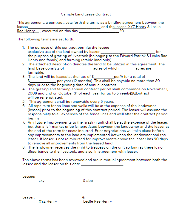 Rental Lease Agreement Form
