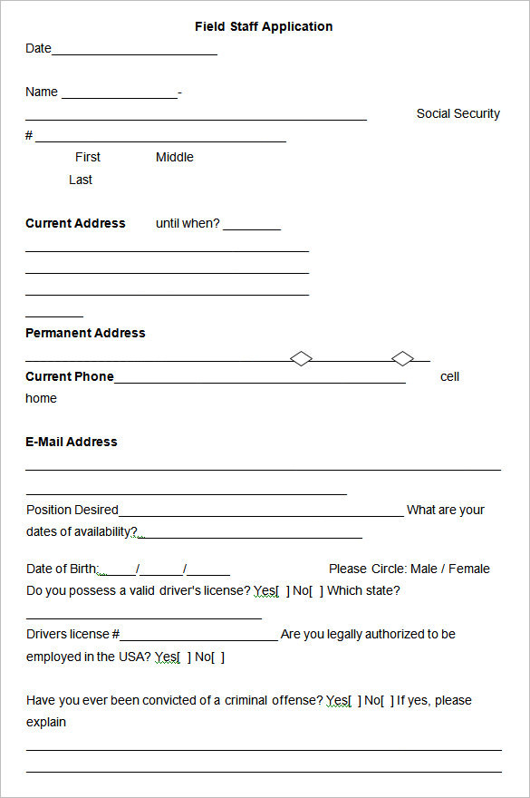 22 employment application form template free word pdf formats