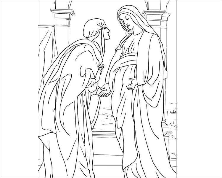visitation-of-mary-to-elizabeth-coloring-page