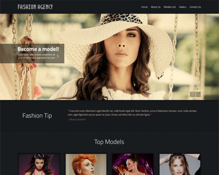 Модельный сайт. Fashion website Templates.