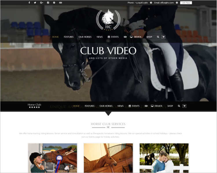 horse-video-club-wordpress-theme-templates