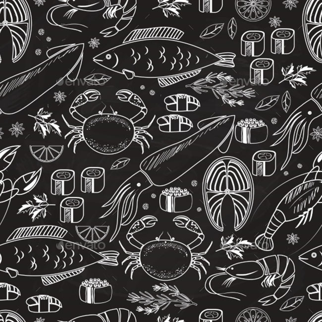 Fish Chalkboard Seamless Background