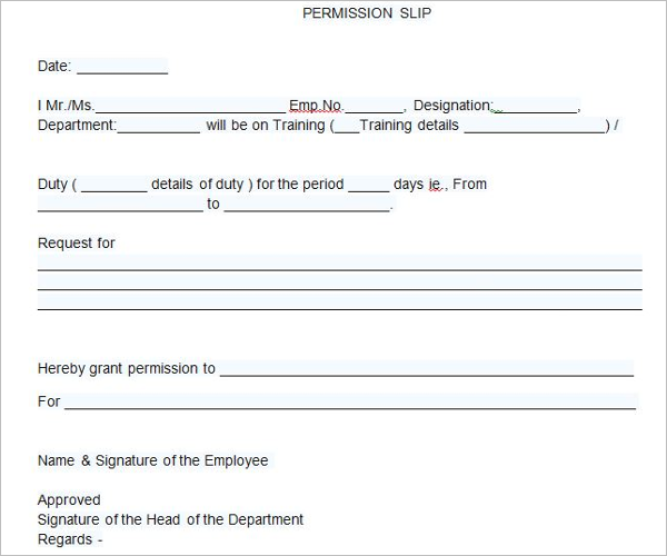 36+ Permission Slip Templates Free PDF, Doc Formats