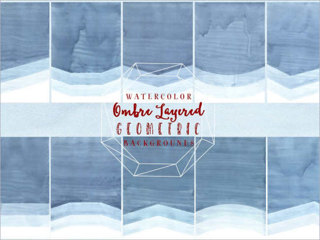 Geometric Ombre Watercolor paper Texture