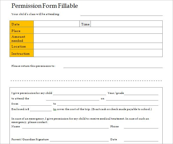 Job Permission Slip Format
