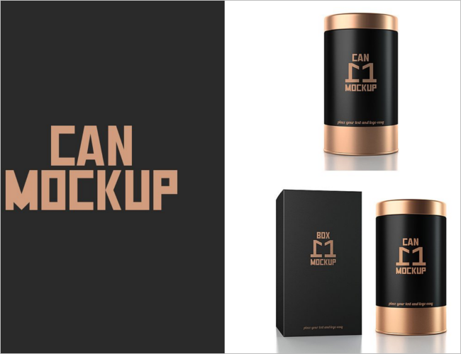 Metal Can Packaging PSD Mockup