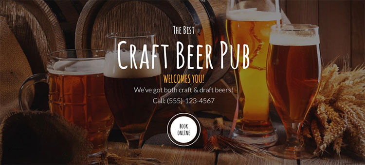 Parallax Beer Pub Scrolling WordPress Theme