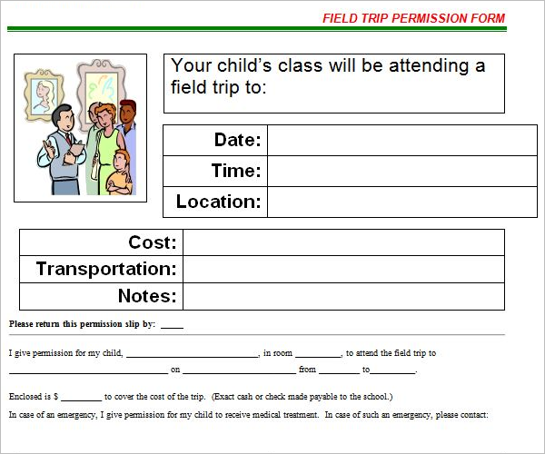 Travel Permission Slip Template