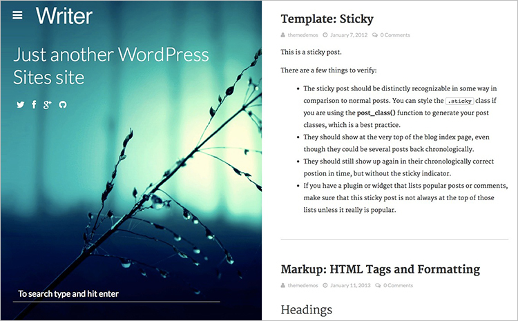 Copywriters Blog WordPress Theme Templates