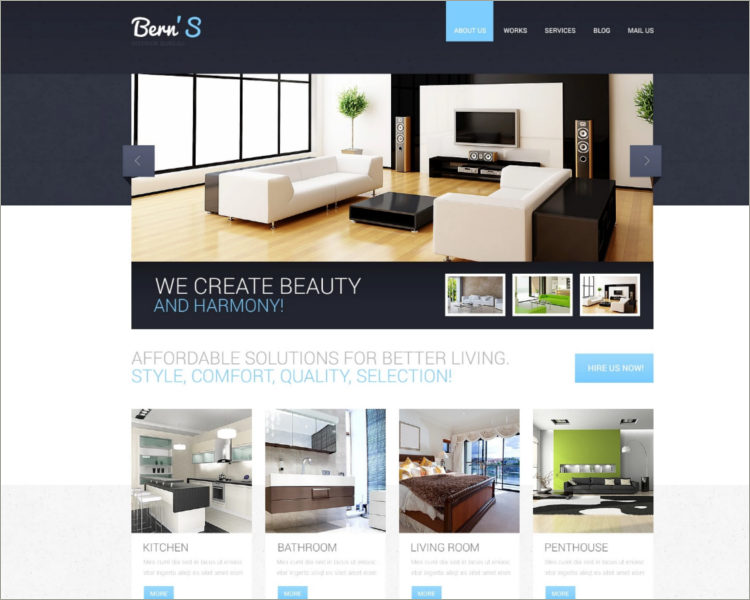 Costamizable Interior Design Responsive Website Template