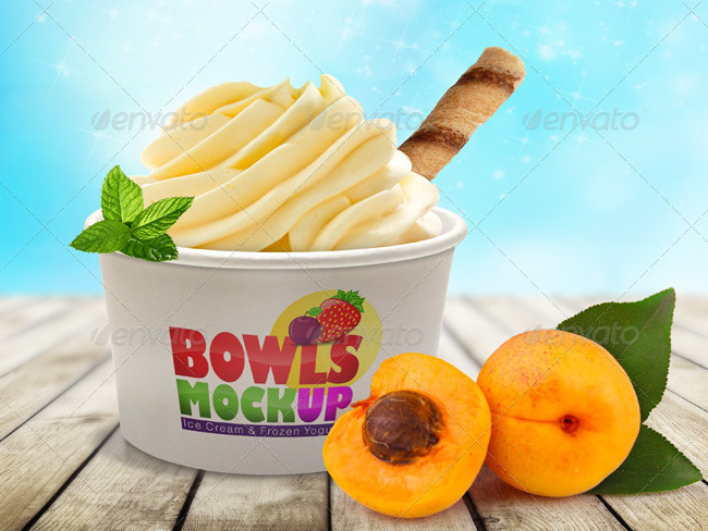 Creative Bowl Ice Cream Mockup PSD