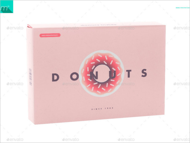 Donuts Food Box PSD Mock-up Free