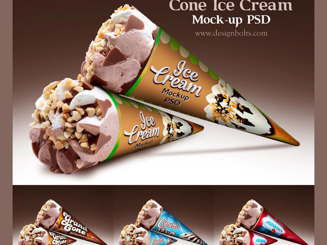 Free Cone Ice Cream Packaging Mock-up PSD