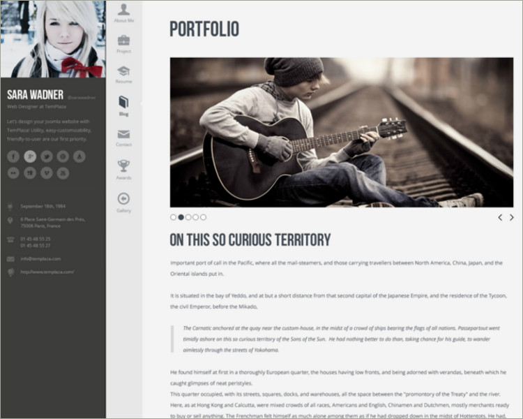 Personal Resume Joomla Template
