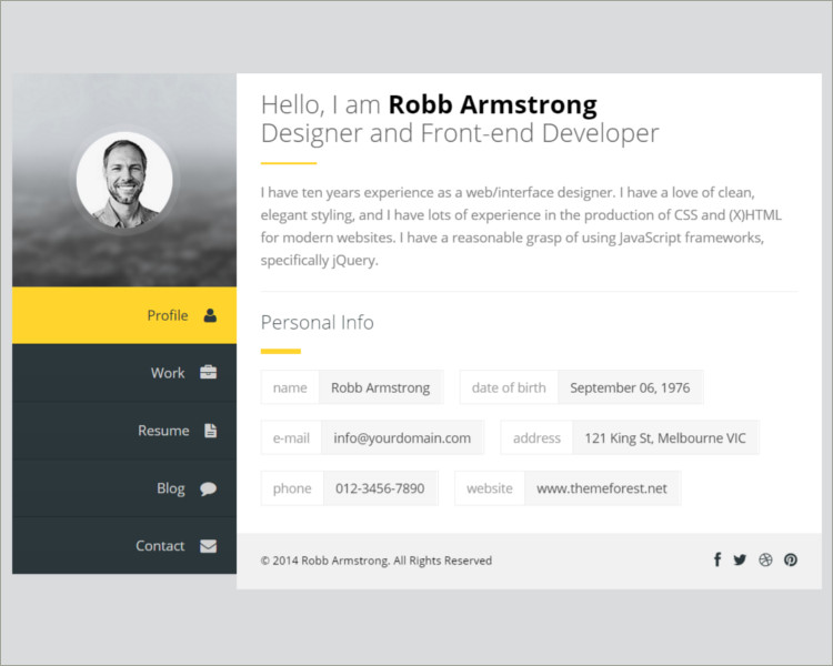 Resume Joomla Template