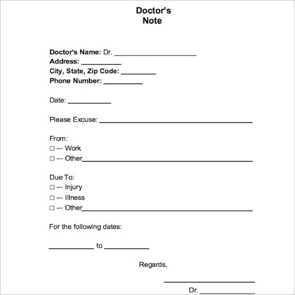 Return To Work Doctor Note Template