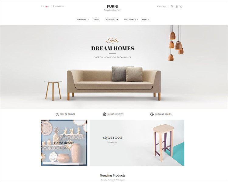Selling Furniture Website PSD Template