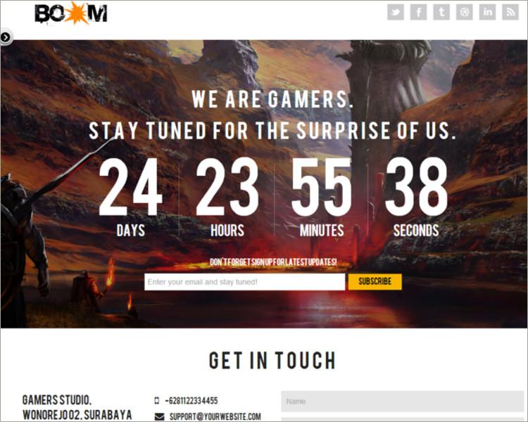 social media game Website template