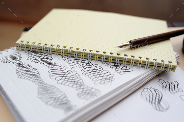 Abstract Calligraphic Figures Hand Drawing Elements