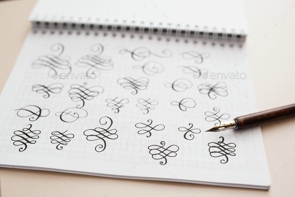 Abstract Calligraphic Figures Hand Drawing