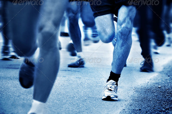 Blue shded Marathon runners picture