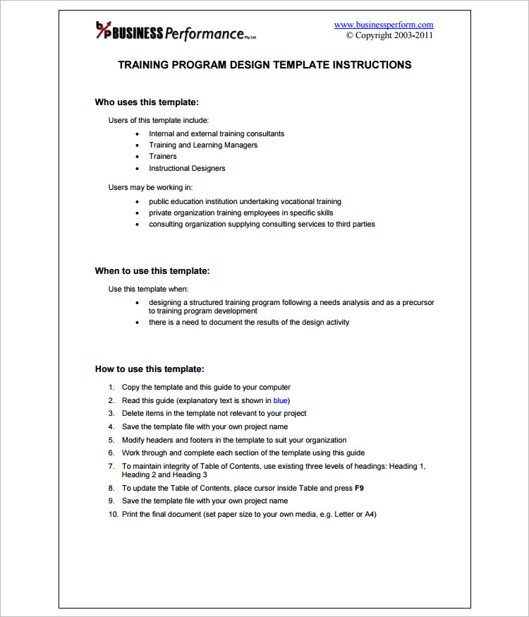 Business Program Word Template