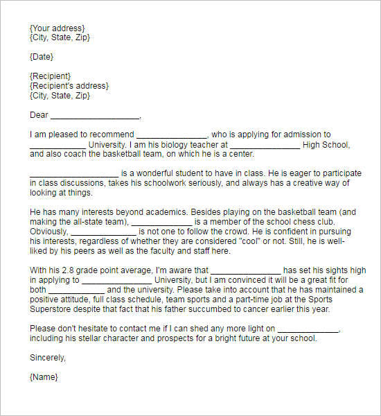 55+ Recommendation Letter Template Free Word, PDF Formats