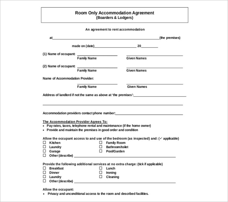 16 room rental agreement template free word doc pdf formats