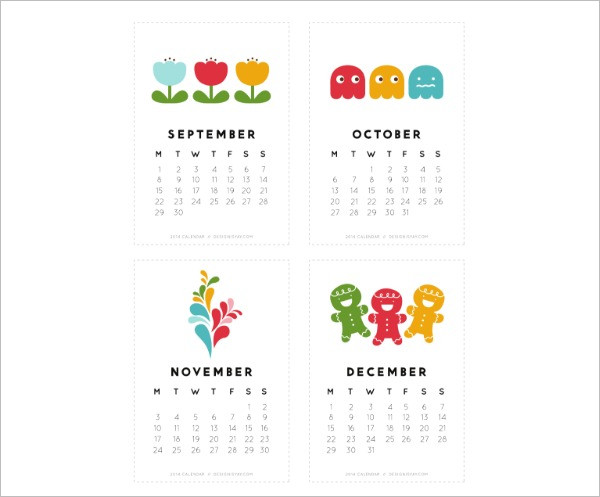 Cute Calander PDF Template Form