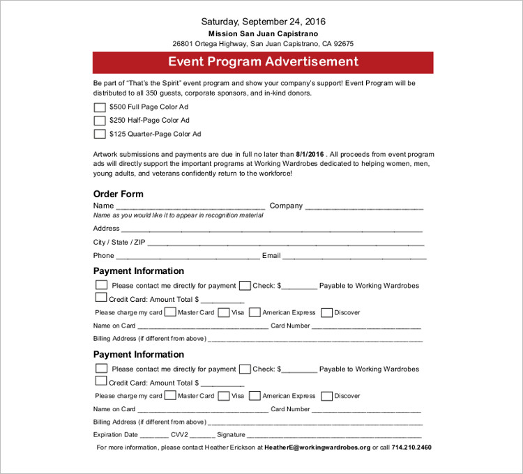 Event Program Template Form