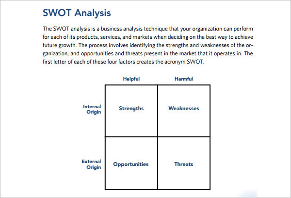 Example Swot Analysis Word Template