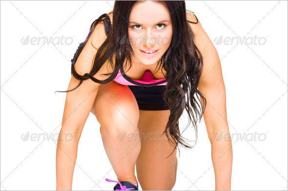 Female Marathon Runner On White Background
