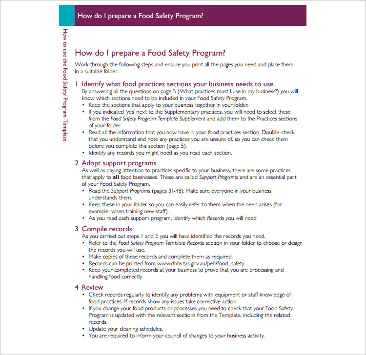 Food Safety Program Template Form