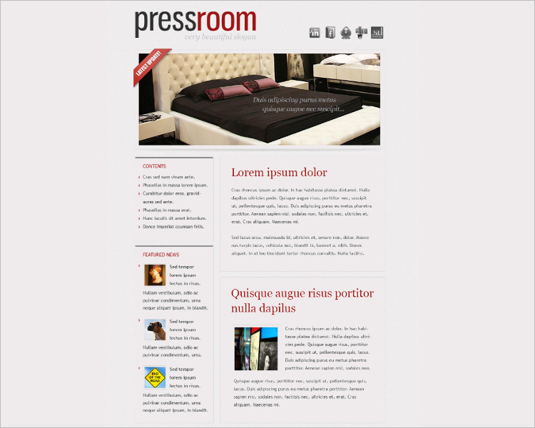 HTML Press Room Email Template