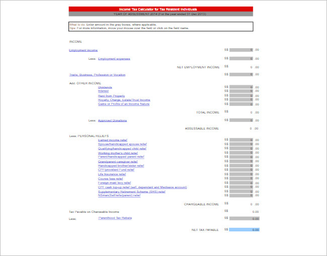 Income Tax Calculator Template