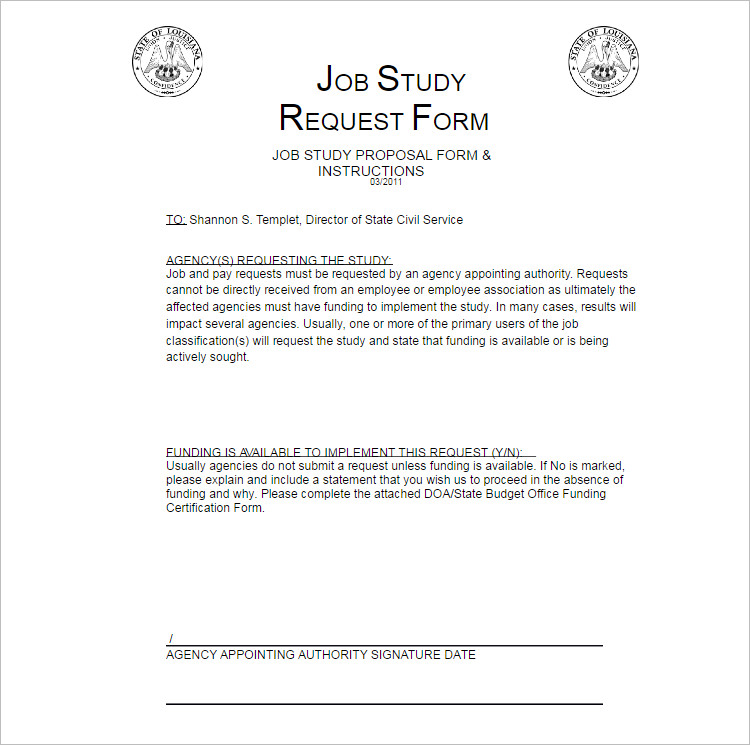 Job Study Proposal template