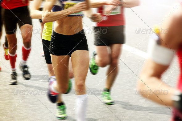 Marathon runners in Stockholm, Sweden