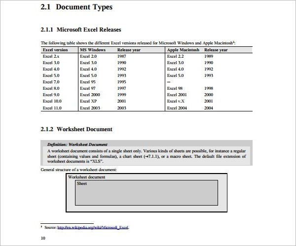 Microsoft Excel Template Document