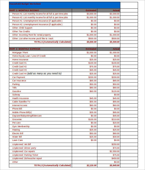 Monthly Budget Planner Template Format PDF
