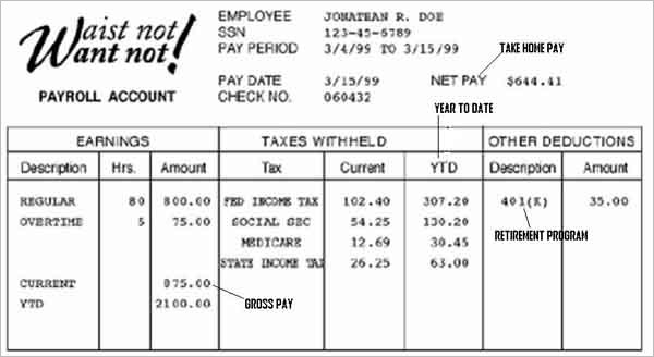 Paycheck Template Word