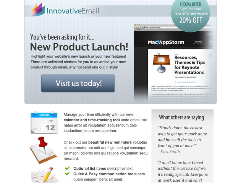Product Tour HTML Email Template