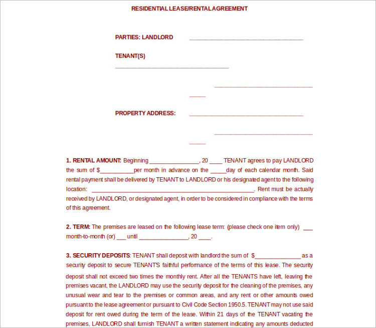 16 Room Rental Agreement Template Free Word Doc Pdf Formats