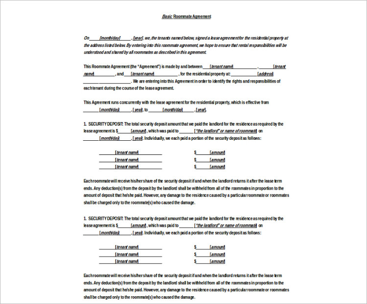 Room Agreement Template PDF Document