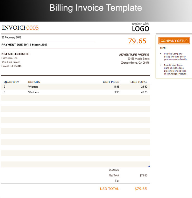 free templats for billing invoices
