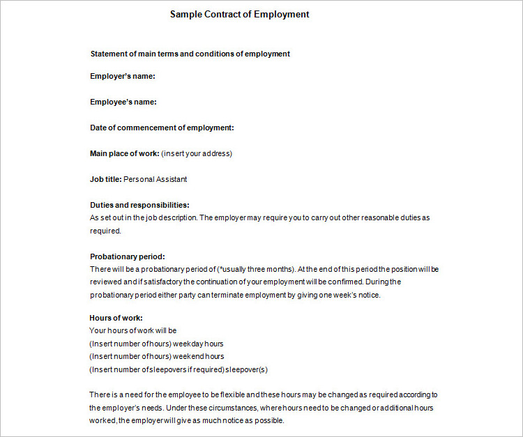 Sample Job Contract Template PDF Format