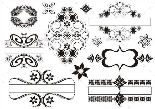 Set of vintage emblems made of calligraphic elements