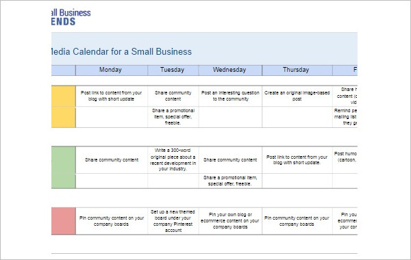 Social Media Calendar Template
