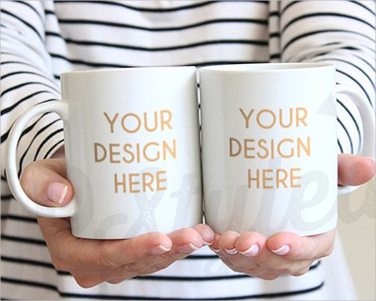 Two White Coffee Mug Mock-up